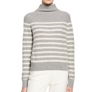 Vince Boiled Cashmere Breton Stripe funnel neck S